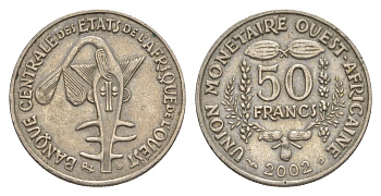 Западная Африка (BCEAO) 50 франков 2002 Центральный банк государств Западной Африки KM 6 медно-никель 4643-762