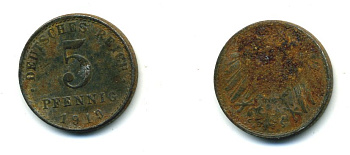 ГЕРМАНИЯ 5 ПФЕННИГОВ 1919 A KM 19, J. 297 железо 54-422