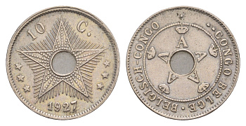 Бельгийское Конго 10 сантимов 1927 Альберт I (1909-1934) KM 18 медно-никель 4655-568