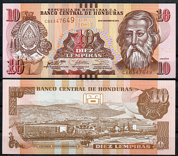 Гондурас 10 лемпира 2016 Хосе Тринидад Кабаньяс, университет Тегусигальпа Pick 99 c  бумага  UNC (пресс) 449-68-2