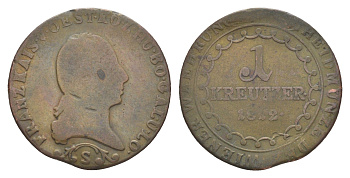 Австрия 1 крейцер 1812 S, Франц II (1792-1835) KM 2112 медь 4606-1237