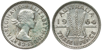 Австралия 3 пенса 1964 Елизавета II (1952-2022) KM 57 серебро 71-963