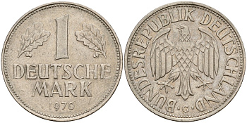 Германия 1 марка 1970 G KM 110, J. 385 медно-никель 4179-1046