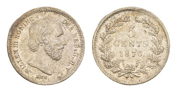 Нидерланды 5 центов 1876 Виллем III (1849-1890) KM 91 серебро aUNC 5010-512