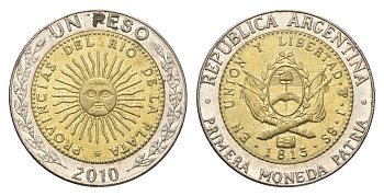 Аргентина 1 песо 2010 KM 112 биметалл 4663-643