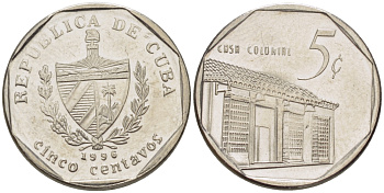 Куба 5 сентаво 1996 Casa colonire KM 575.2 сталь плакированная никелем 66-655