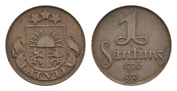 Латвия 1 сантим 1926 KM 1 бронза 4658-1132