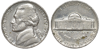 США 5 центов 1970 S, Джефферсон KM А192 медно-никель 51-1336