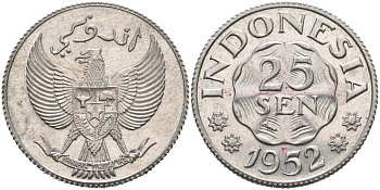 Индонезия 25 сен 1952 KM 8 алюминий 92-851