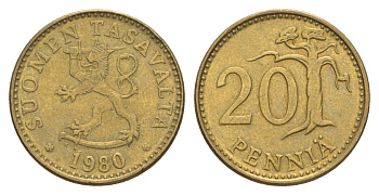 Финляндия 20 пенни 1980 KM 47 алюминиевая бронза 4648-426