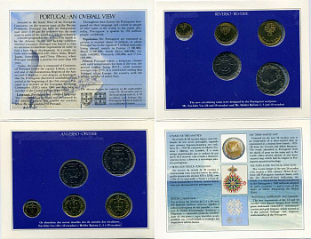 Португалия набор из 5 монет 1986 в оригинальном картонном буклете, первый год выпуска, тираж 50000 экз. KM MS7 (KM 631-634, 636) BUNC 5-4-3-29