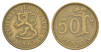Финляндия 50 пенни 1963 KM 48 алюминиевая бронза 4648-442