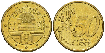 Австрия 50 евроцентов 2002 Венский сецессион KM 3087 нордик BU 110-552