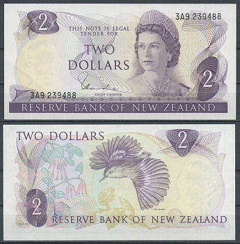 Новая Зеландия 2 доллара ND (1967-1981) Елизавета II Pick 164 d  бумага   451-1106-2