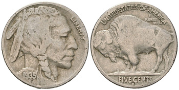 США 5 центов 1935 S, индеец, бизон KM 134 медно-никель 4614-1221