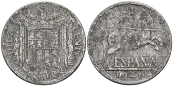 Испания 10 сентимо 1940 Франсиско Франко (1939 - 1975) KM 766 алюминий 4155-211