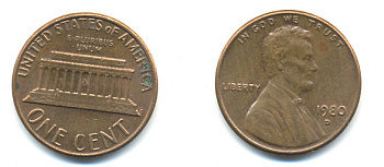 США 1 цент 1980 D, Авраам Линкольн KM 201 медь цинк 86-116