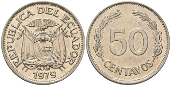 Эквадор 50 сентаво 1979 KM 81 сталь плакированная никелем aUNC 4511-237