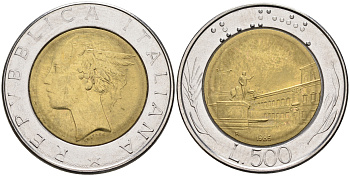 Италия 500 лир 1985 R KM 111 биметалл 4116-433