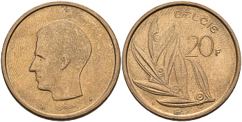 Бельгия 20 франков 1982 Belgie, Бодуэн I (1951-1993) KM 160 никель бронза    4595-622
