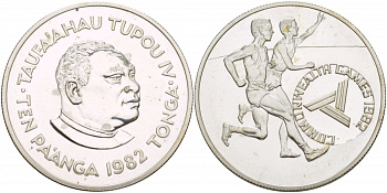 Тонга 10 паанга 1982 игры содружества, тираж 500 экземпляров KM 78 серебро UNC 02-109-14