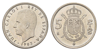 Испания 5 песет 1983 Хуан Карлос I (1975-2014) KM 823 медно-никель UNC 3999-1226