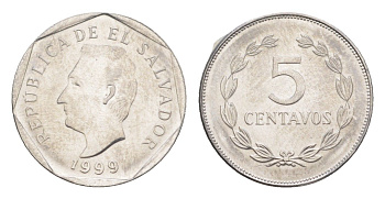 Сальвадор 5 сентаво 1999 KM 154b сталь плакированная никелем UNC 4644-236