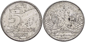 Бразилия 5 крузейро 1990 фермер KM 618.1 нержавеющая сталь 3851-942