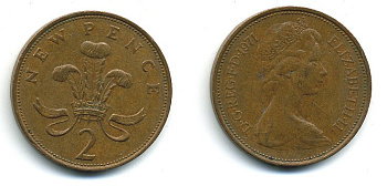 Великобритания 2 пенса 1971 Елизавета II (1952-2022) КМ 916, Spink 4235 (C1) бронза 4110-555