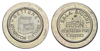 Италия, Пескьера жетон для равлечений Sale Giochi диаметр 24 мм, вес 5,4 гр нержавеющая сталь 4670-752