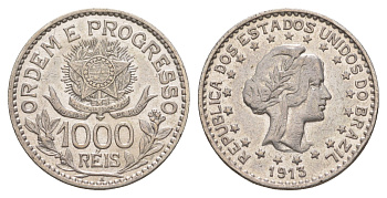 Бразилия 1000 реалов 1913 KM 513 серебро UNC 4631-452