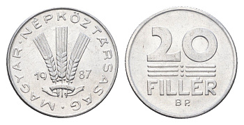Венгрия 20 филлеров 1987 BP KM 573 алюминий 4664-1244