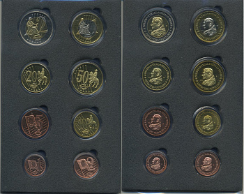 Ватикан евронабор из 8 монет 2006 большой формат, Бенедикт XVI, европробники, сертификат, капсулы     UNC  5-6-2-17