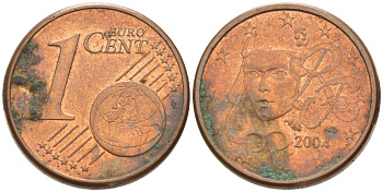 Франция 1 евроцент 2004 KM 1282 сталь плакированная медью 4528-767