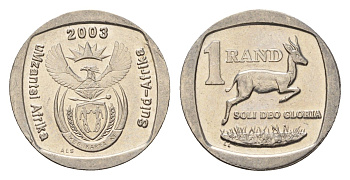ЮАР 1 ранд 2003 KM 332 медь плакированная никелем UNC 4682-753