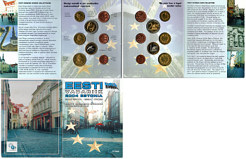 Эстония набор из 8 монет 2004 европробники, в оригинальном картонном буклете, тираж 12500 экз UNC 2-4-1-30