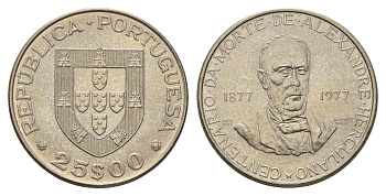 Португалия 10 эскудо 1977 100 лет со дня смерти Алешандре Эркулано KM 608 медно-никель UNC 4678-747
