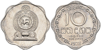 Цейлон 10 центов 1978 KM 140 a алюминий 4592-235