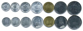 Ватикан набор из 7 монет 1966 Павел VI (1963-1978), шепард (пастух) KM 84, 85, 86, 87, 88, 89, 90   UNC N4-14