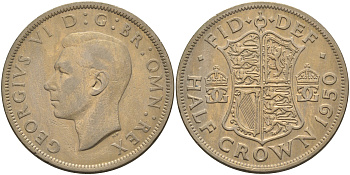 Великобритания 1/2 кроны 1950 Георг VI (1936-1952) KM 879, Spink 4106 медно-никель 4367-1231
