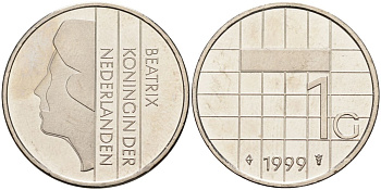 Нидерланды 1 гульден 1999 Беатрикс (1980-2013) KM 205 никель UNC 4116-146