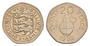 Гернси 20 пенсов 1982 KM 38 медно-никель 4115-325