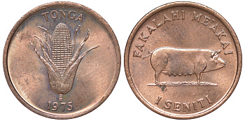 Тонга 1 сенити 1975 FAO KM 42 бронза UNC 4401-114