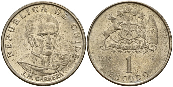 Чили 1 эскудо 1972 Хосе Мигель Каррера KM 197 медно-никель 4158-737