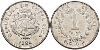 КОСТА-РИКА 1 КОЛОН 1984 В.С.С.R. KM 210.1 нержавеющая сталь 31-556