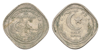 Пакистан 1/2 анна 1948 KM 2 медно-никель 4659-1231