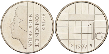 Нидерланды 1 гульден 1997 Беатрикс (1980-2013) KM 205 никель UNC 4116-143