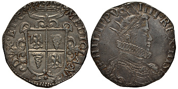 Милан 1 дукатон 1622 Филипп IV Испанский Dav. 4001, Crippa 11 (R3) серебро 00-000-00