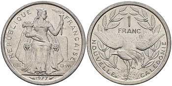 Французская Новая Каледония 1 франк 1977 KM 10 алюминий 4153-651