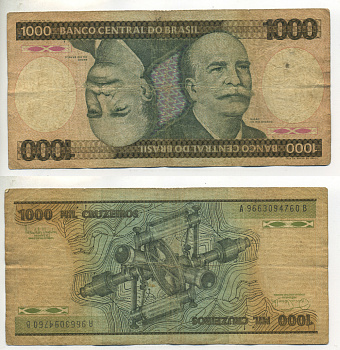 Бразилия 1000 крузейро 1985 барон Риу-Бранку, подпись 22 Pick 201с бумага 6266-43-1-1